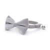 Bow Tie Cat Collar Set - "Velvet - Pale Gray" - Light Grey Velvet Cat Collar w/ Matching Bowtie (Removable) / Wedding