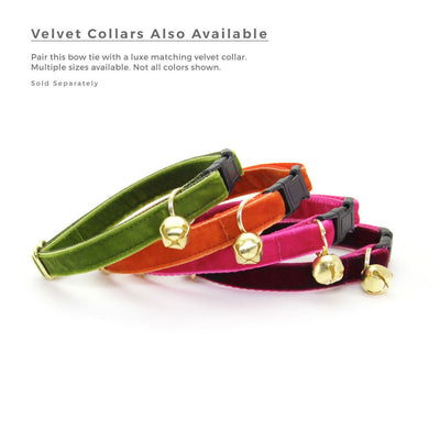 Pet Bow Tie - "Velvet - Merlot" - Burgundy Wine Velvet Bowtie / Wedding / For Cats + Small Dogs / Removable (One Size)