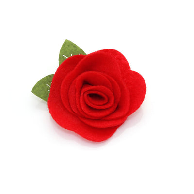 Cat Collar + Flower Set - "Chocolate Strawberries" - Strawberry Cat Collar w/ Scarlet Red Felt Flower (Detachable) / Valentine's Day