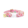 Cat Collar + Flower Set - "Sugar & Spice" - Pink Gingerbread Cat Collar w/ Scarlet Felt Flower (Detachable)