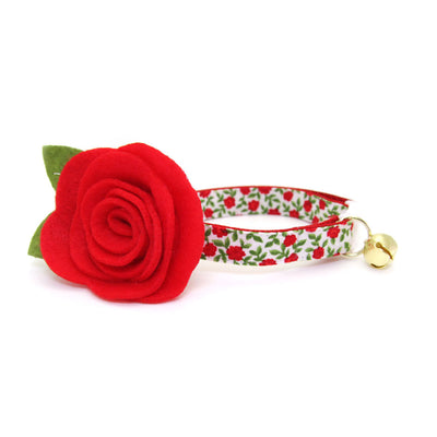 Cat Collar - "Antique Rose" - Red Mini Roses Cat Collar / Valentine's Day - Breakaway Buckle or Non-Breakaway / Cat, Kitten + Small Dog Sizes