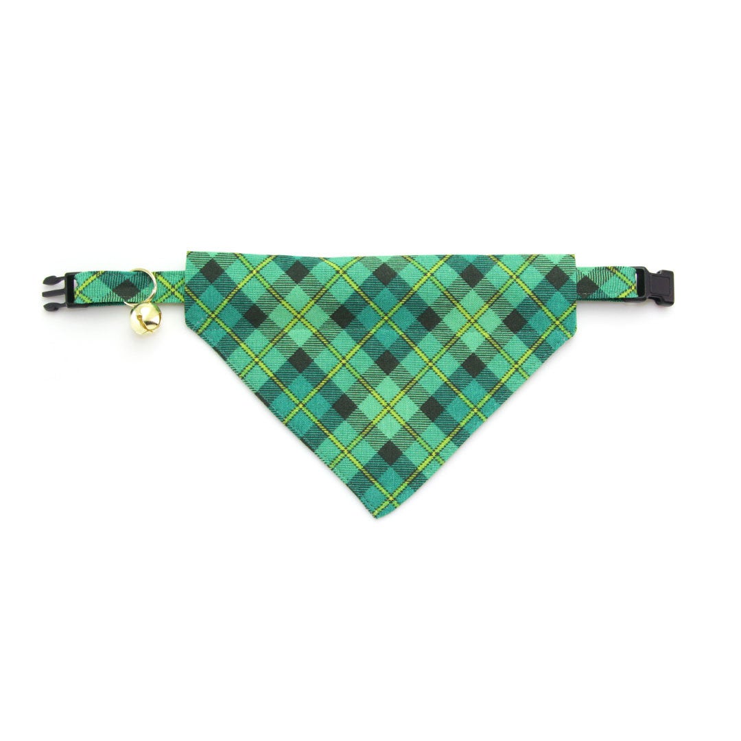 Plaid Cat Collar - "Dublin" - Green Cat Collar / St. Patrick's Day / Breakaway Buckle or Non-Breakaway / Cat, Kitten + Small Dog Sizes