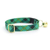 Bow Tie Cat Collar Set - "Dublin" - Plaid Green Cat Collar w/ Matching Bowtie (Removable) / St. Patrick's Day