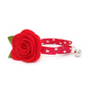 Cat Collar + Flower Set - "Love Song" - Red Heart Cat Collar w/ Scarlet Felt Flower (Detachable) / Valentine's Day