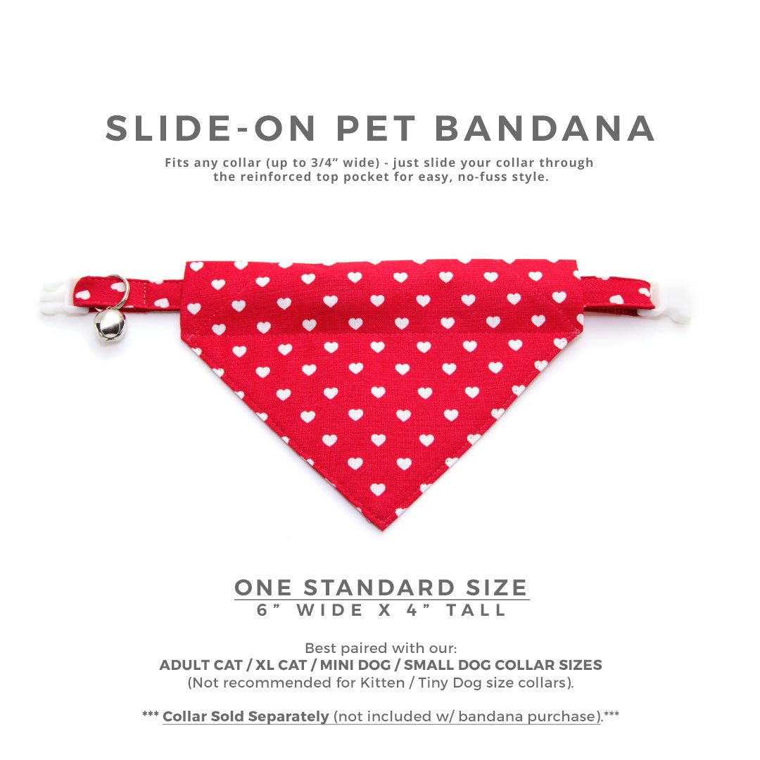 Cat Bandana - Love Song - Valentine's Day Red Heart Bandana for Cat Collar  or Small Dog Collar / Slide-on Bandana / Over-the-Collar (One Size) - Made  By Cleo
