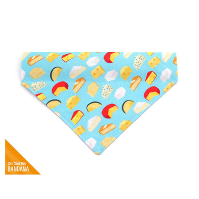 Cheese Cat Bandana - "Say Cheese" - Foodie Bandana for Cat Collar or Small Dog Collar / Slide-on Bandana / Over-the-Collar (One Size)