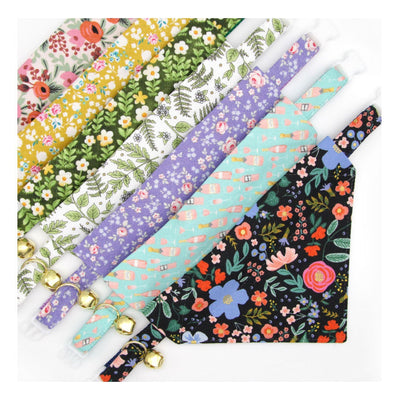 Rifle Paper Co® Pet Bandana - "Juliet" - Blush Floral Bandana for Cat + Small Dog / Slide-on Bandana / Over-the-Collar (One Size)
