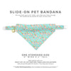 Pet Bandana - "Rosé All Day" - Pink Rose Wine on Mint Bandana for Cat + Small Dog / Wine Lover + Summer / Slide-on Bandana / Over-the-Collar (One Size)