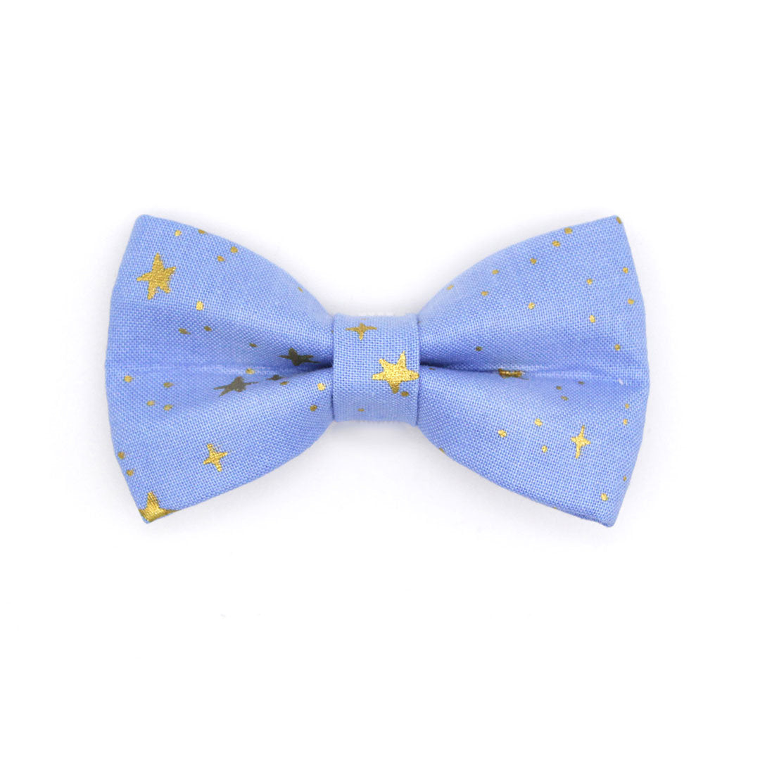 Rifle Paper Co® Bow Tie Cat Collar Set - "Dusk" - Periwinkle Blue w/ Gold Stars Cat Collar w/ Matching Bowtie / Cat, Kitten, Small Dog Sizes