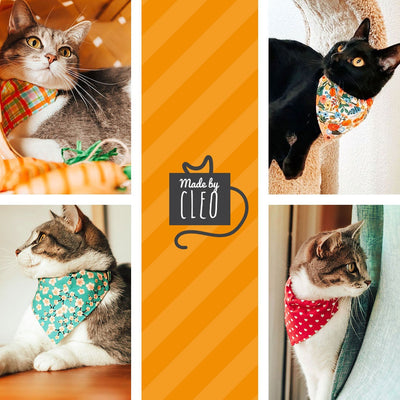 Pet Bandana - "Spiced Plum" - Fall / Autumn Floral Bandana for Cat Collar or Small Dog Collar / Slide-on Bandana / Over-the-Collar (One Size)