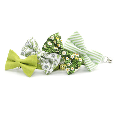 Cat Collar - "Hazel" - Green Floral Cat Collar / Breakaway Buckle or Non-Breakaway / Cat, Kitten + Small Dog Sizes