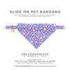 Pet Bandana - "Wisteria Way" - Lavender Purple Floral Bandana for Cat + Small Dog / Spring + Summer / Slide-on Bandana / Over-the-Collar (One Size)