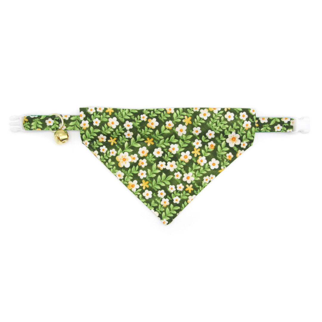 Cat Collar - "Hazel" - Green Floral Cat Collar / Breakaway Buckle or Non-Breakaway / Cat, Kitten + Small Dog Sizes