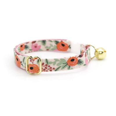 Rifle Paper Co® Cat Collar - "Juliet" - Pink Floral Cat Collar / Breakaway Buckle or Non-Breakaway / Cat, Kitten + Small Dog Sizes