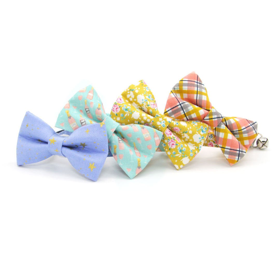 Rifle Paper Co® Cat Collar - "Dusk" - Gold Stars on Periwinkle Cat Collar / Breakaway Buckle or Non-Breakaway / Cat, Kitten + Small Dog Sizes