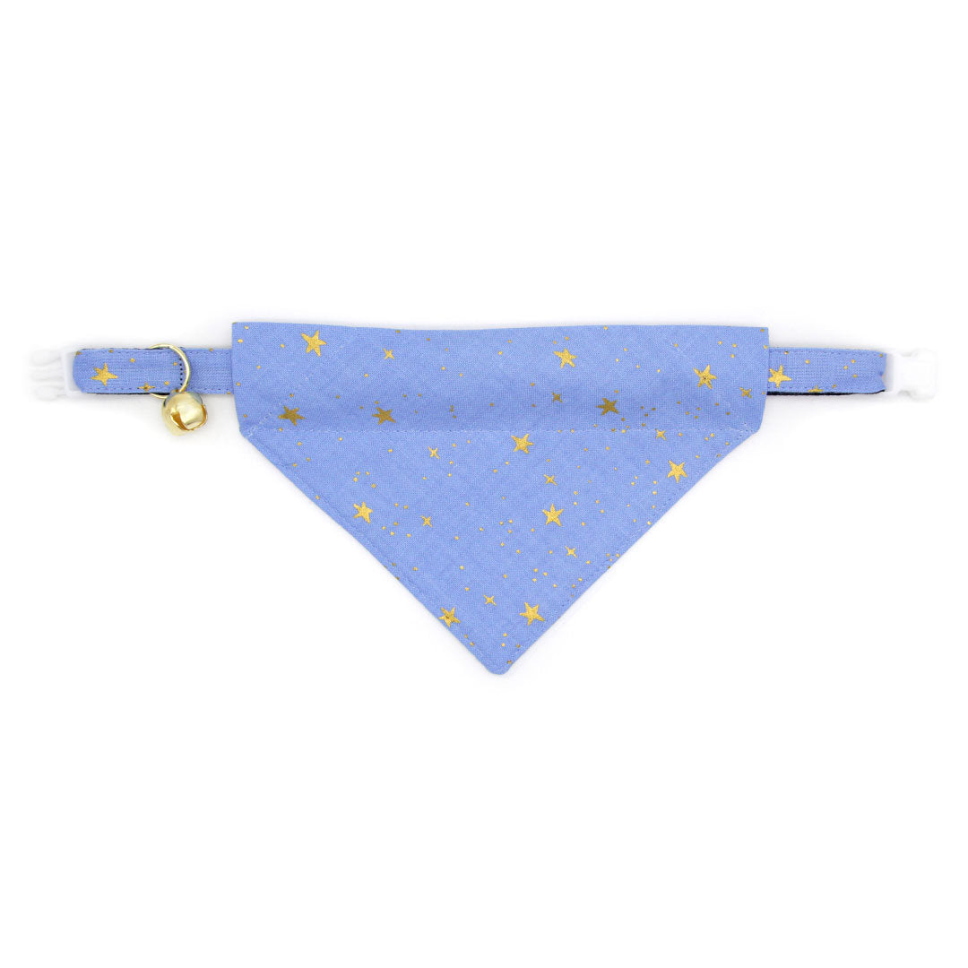 Rifle Paper Co® Cat Collar - "Dusk" - Gold Stars on Periwinkle Cat Collar / Breakaway Buckle or Non-Breakaway / Cat, Kitten + Small Dog Sizes