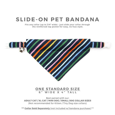 Rifle Paper Co® Cat Bandana - "Cape Cod" - Rainbow Stripe Bandana for Cat + Small Dog / Summer / Nautical / Slide-on Bandana / Over-the-Collar