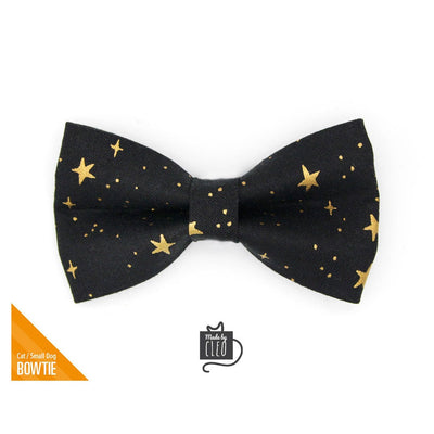 Rifle Paper Co® Pet Bow Tie - "Noir" - Black & Gold Star Bow Tie For Cats + Small Dogs (One Size)