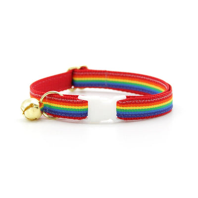 Bow Tie Cat Collar Set - "Retro Rainbow" - Rainbow Pet Collar + Coordinating "Rainbow Magic" Bowtie / Cat, Kitten, Small Dog Sizes