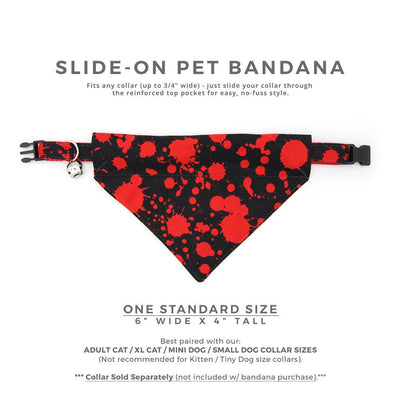 Halloween Pet Bandana - "Dracula" - Blood Spatter Bandana for Cat Collar or Small Dog Collar / Slide-on Bandana / Over-the-Collar (One Size)