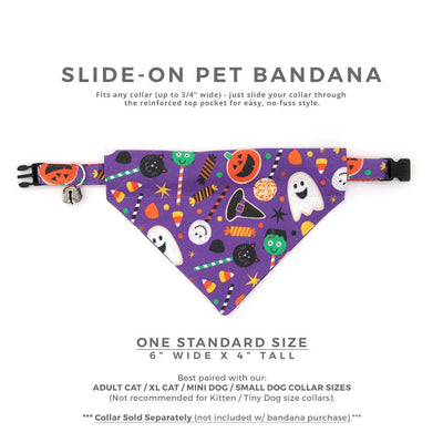 Halloween Pet Bandana - "Witch's Brew" - Bandana for Cat Collar or Small Dog Collar / Slide-on Bandana / Over-the-Collar (One Size)