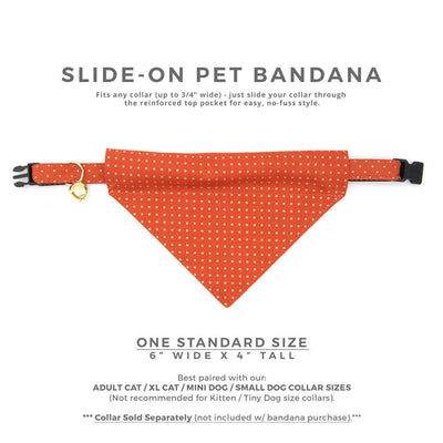 Pet Bandana - "Pumpkin Spice" - Gold Polka Dots on Burnt Orange Bandana for Cat + Small Dog / Fall, Thanksgiving / Slide-on Bandana / Over-the-Collar (One Size)