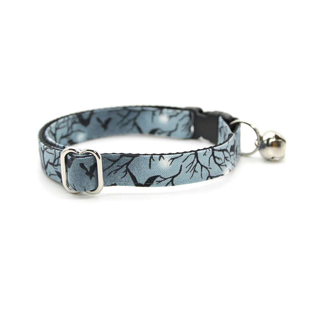 Halloween Cat Collar - "Witching Hour" - Nighttime Bats on Gray Cat Collar / Breakaway Buckle or Non-Breakaway / Cat, Kitten + Small Dog Sizes
