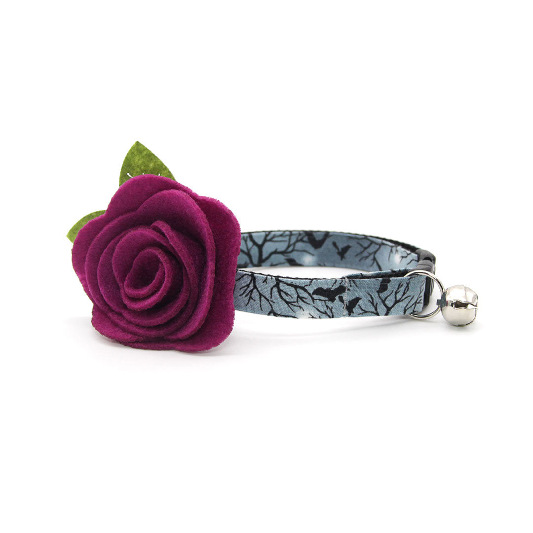 Halloween Cat Collar - "Witching Hour" - Nighttime Bats on Gray Cat Collar / Breakaway Buckle or Non-Breakaway / Cat, Kitten + Small Dog Sizes