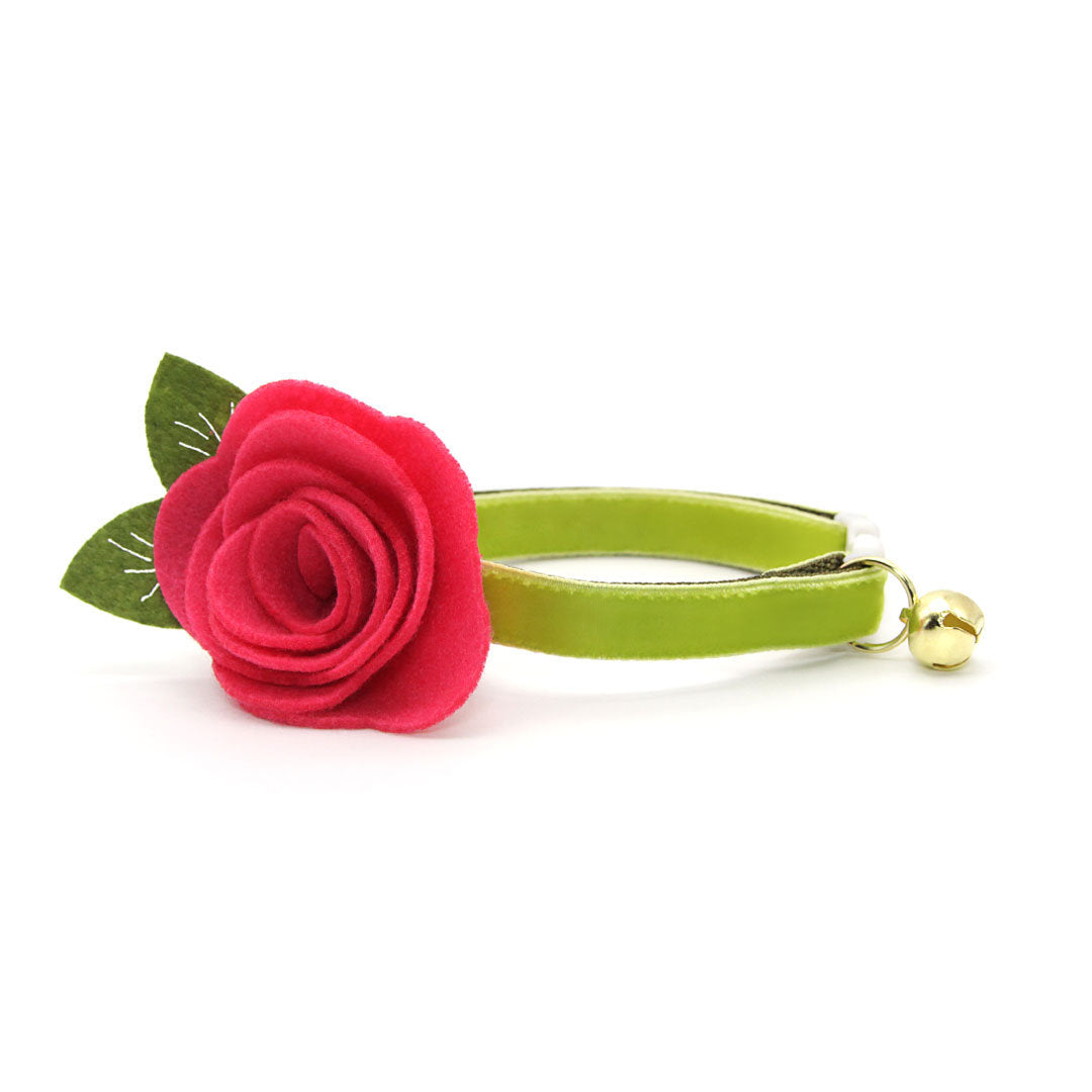Cat Collar - "Velvet - Apple Green" - Luxury Velvet Cat Collar / Breakaway Buckle or Non-Breakaway / Cat, Kitten + Small Dog Sizes