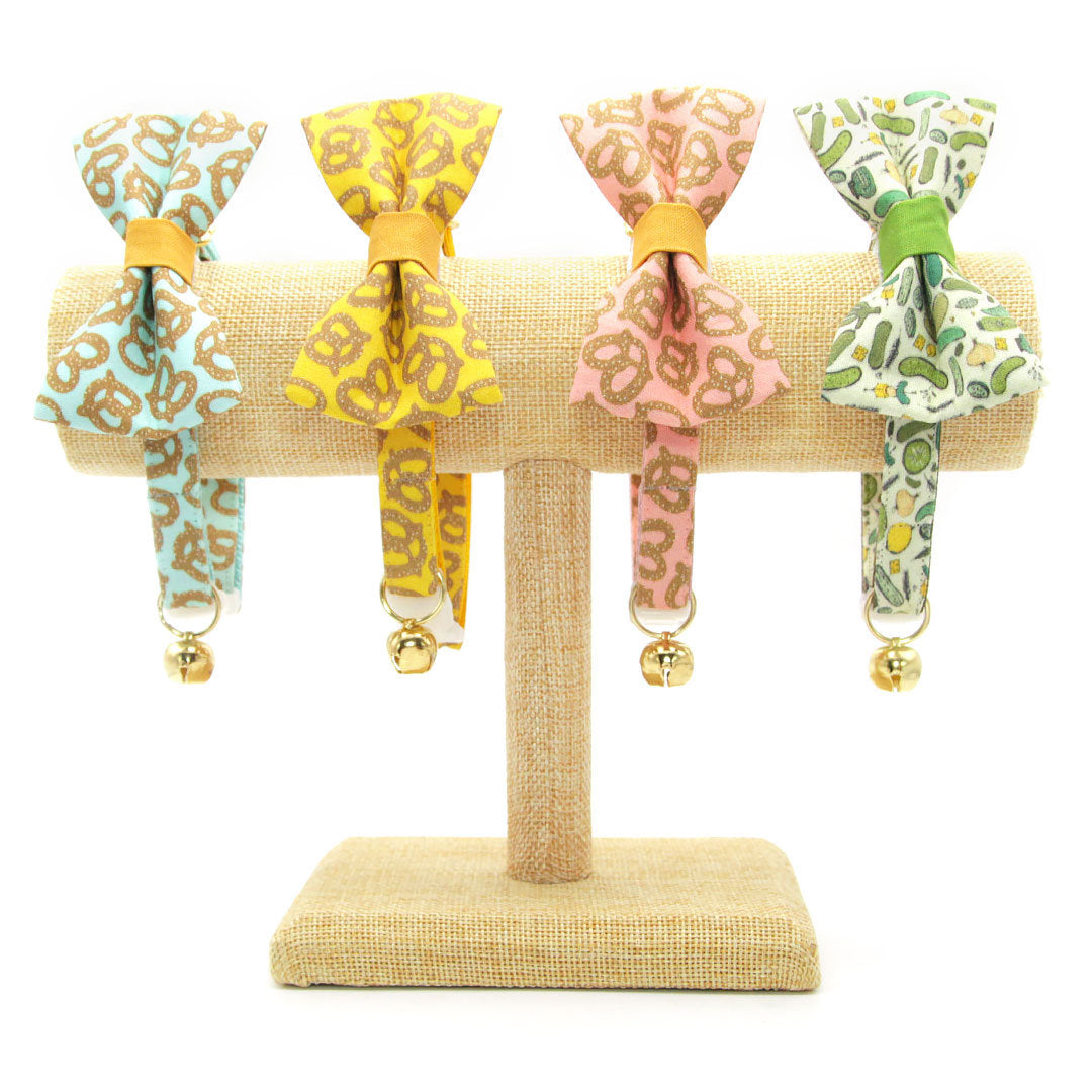 Cat Collar + Flower Set - "Kind of a Big Dill" - Pickle Cat Collar w/ Leaf Green Felt Flower (Detachable)