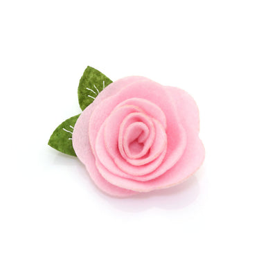 Cat Collar + Flower Set - "Velvet - Peach Coral Pink" - Velvet Cat Collar w/ Baby Pink Felt Flower (Detachable)