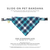 Pet Bandana - "Blue Ridge Mountains" - Teal & Blue Plaid Flannel Bandana for Cat + Small Dog / Slide-on Bandana / Over-the-Collar (One Size)