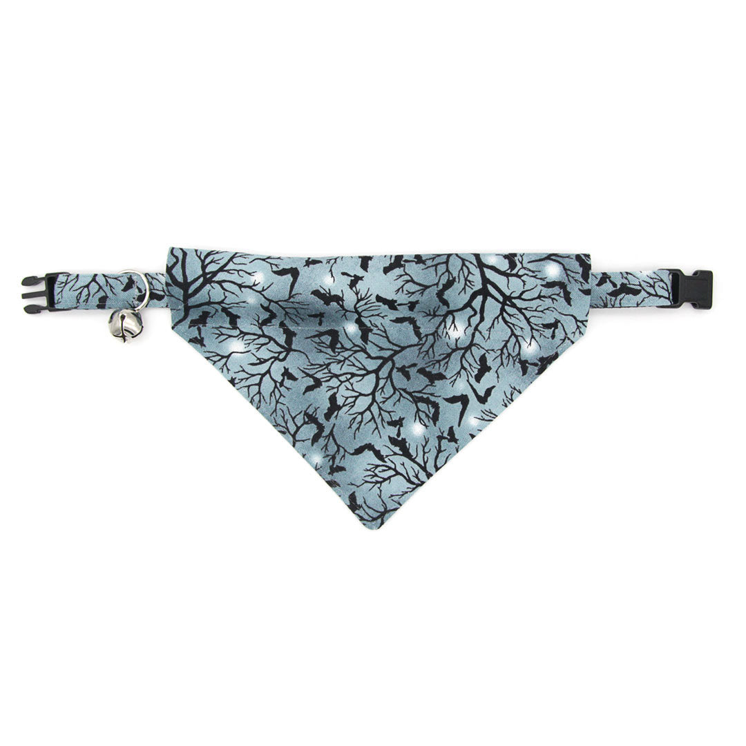 Halloween Cat Collar - "Witching Hour" - Nighttime Bats on Gray Cat Collar / Breakaway Buckle or Non-Breakaway / Cat, Kitten + Small Dog Sizes