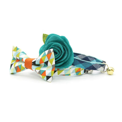 Pet Bow Tie - "Zephyr" - Modern Geometric Bow Tie for Cat / For Cats + Small Dogs (One Size)