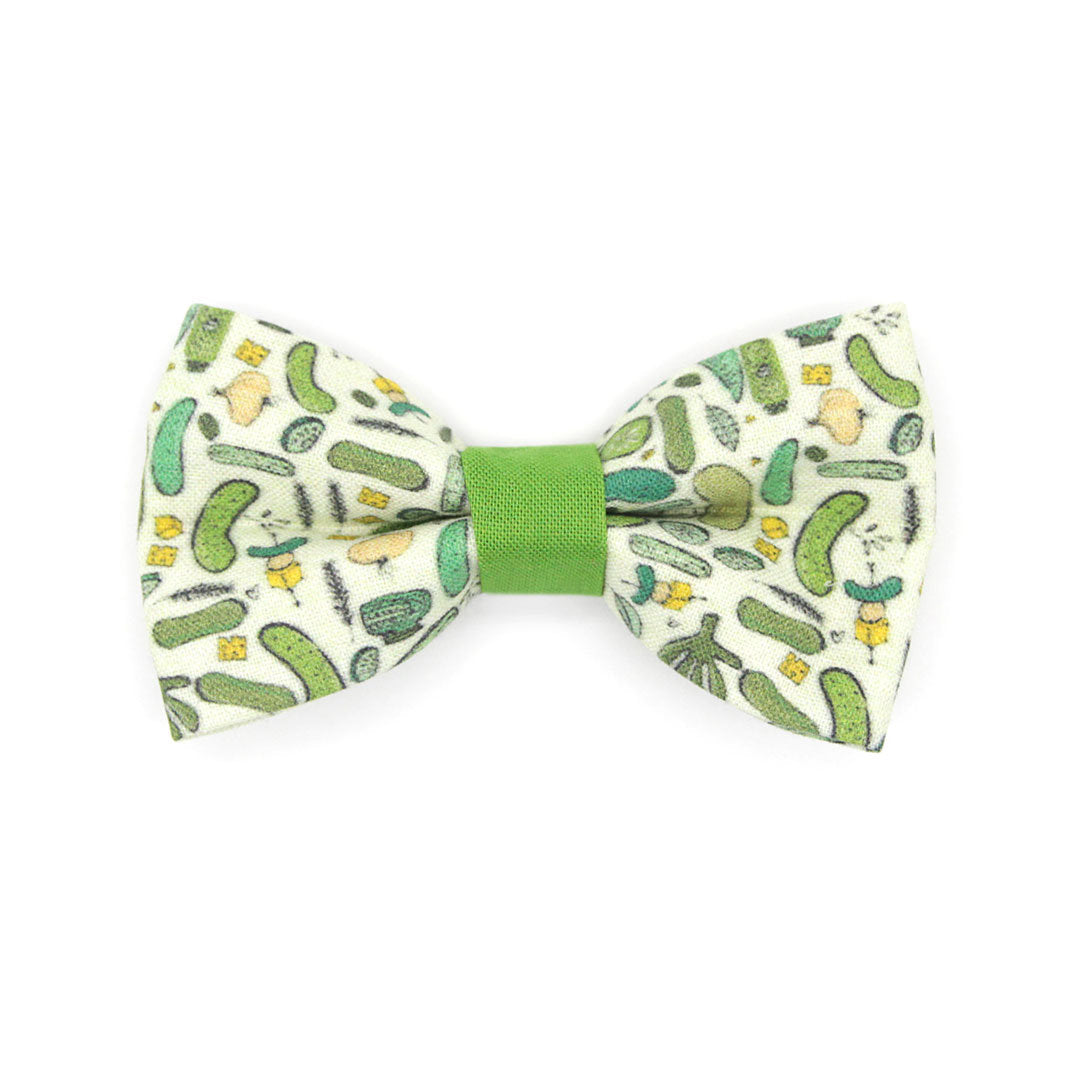 Bow Tie Cat Collar Set - "Kind of a Big Dill" - Green Pickle Cat Collar w/ Matching Bowtie / Cucumber / Cat, Kitten, Small Dog Sizes
