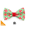 Christmas Pet Bow Tie - "Peppermint Twist" - Red & Green Holiday Candy Bowtie for Pet Collar / For Cats + Small Dogs / Removable (One Size)