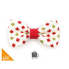 Holiday Pet Bow Tie - "Swiss Cross Christmas" - Red & Green Holiday Bowtie for Pet Collar / For Cats + Small Dogs / Removable (One Size)