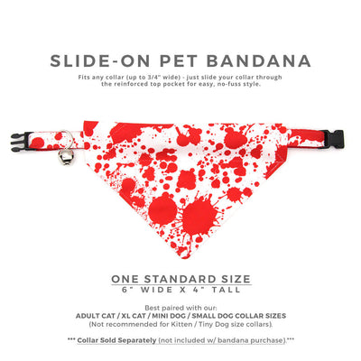Pet Bandana - "Dexter" - Blood Spatter Bandana for Cat + Small Dog / Halloween, Horror Fan / Slide-on Bandana / Over-the-Collar (One Size)