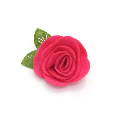 Cat Collar + Flower Set - "Darling" - Pink Heart Cat Collar w/ Fuchsia Pink Felt Flower (Detachable) / Valentine's Day