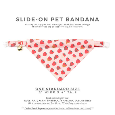 Pet Bandana - "Chocolate Strawberries" - Strawberry Bandana for Cat + Small Dog / Valentine's Day Cat Bandana / Slide-on Bandana / Over-the-Collar (One Size)