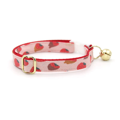 Cat Collar - "Chocolate Strawberries" - Dipped Strawberry Cat Collar / Valentine's Day / Breakaway Buckle or Non-Breakaway / Cat, Kitten + Small Dog Sizes