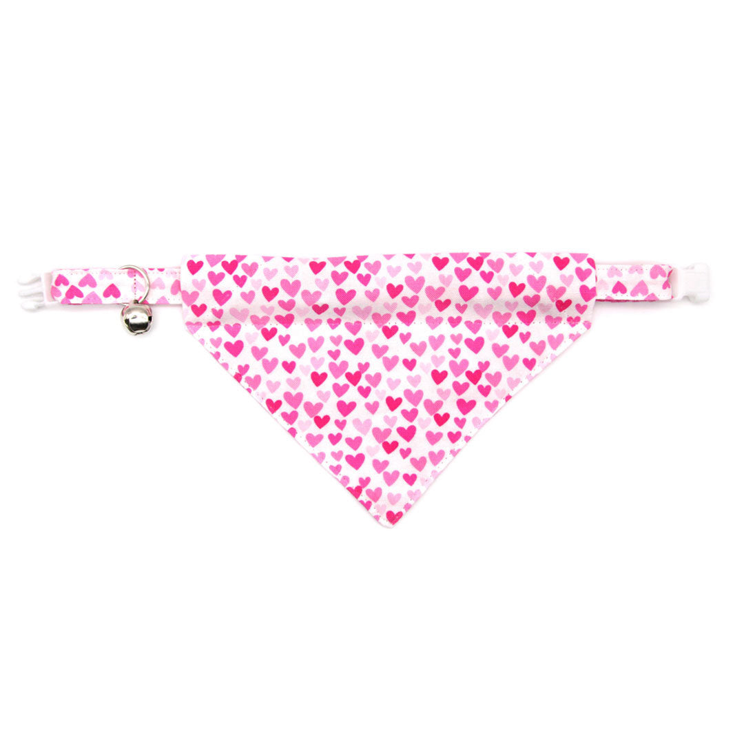 Cat Collar - "Darling" - Fuchsia Heart Cat Collar / Valentine's Day / Breakaway Buckle or Non-Breakaway / Cat, Kitten + Small Dog Sizes