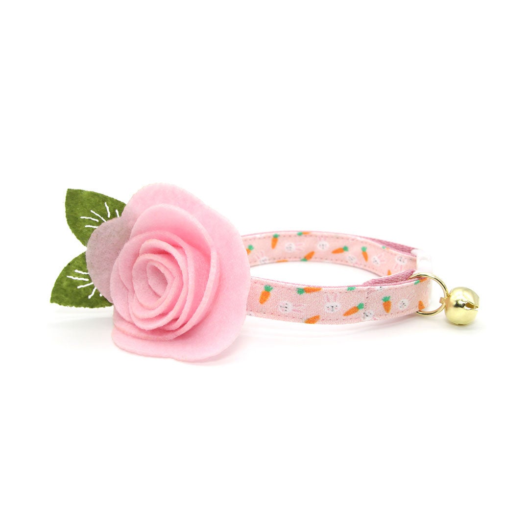 Easter Cat Collar - "Bunnies & Carrots Pink" - Bunny Cat Collar / Breakaway Buckle or Non-Breakaway / Cat, Kitten + Small Dog Sizes