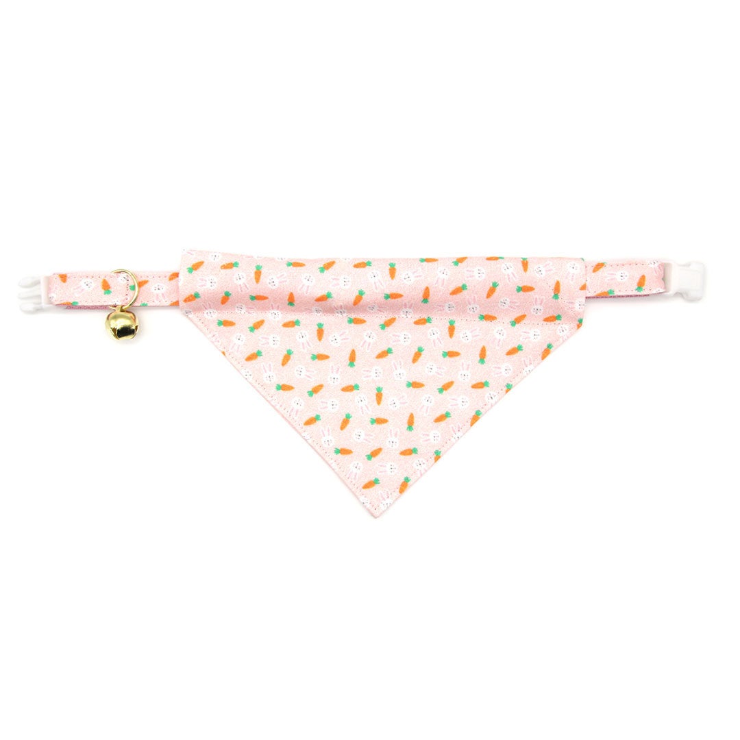 Easter Cat Collar - "Bunnies & Carrots Pink" - Bunny Cat Collar / Breakaway Buckle or Non-Breakaway / Cat, Kitten + Small Dog Sizes