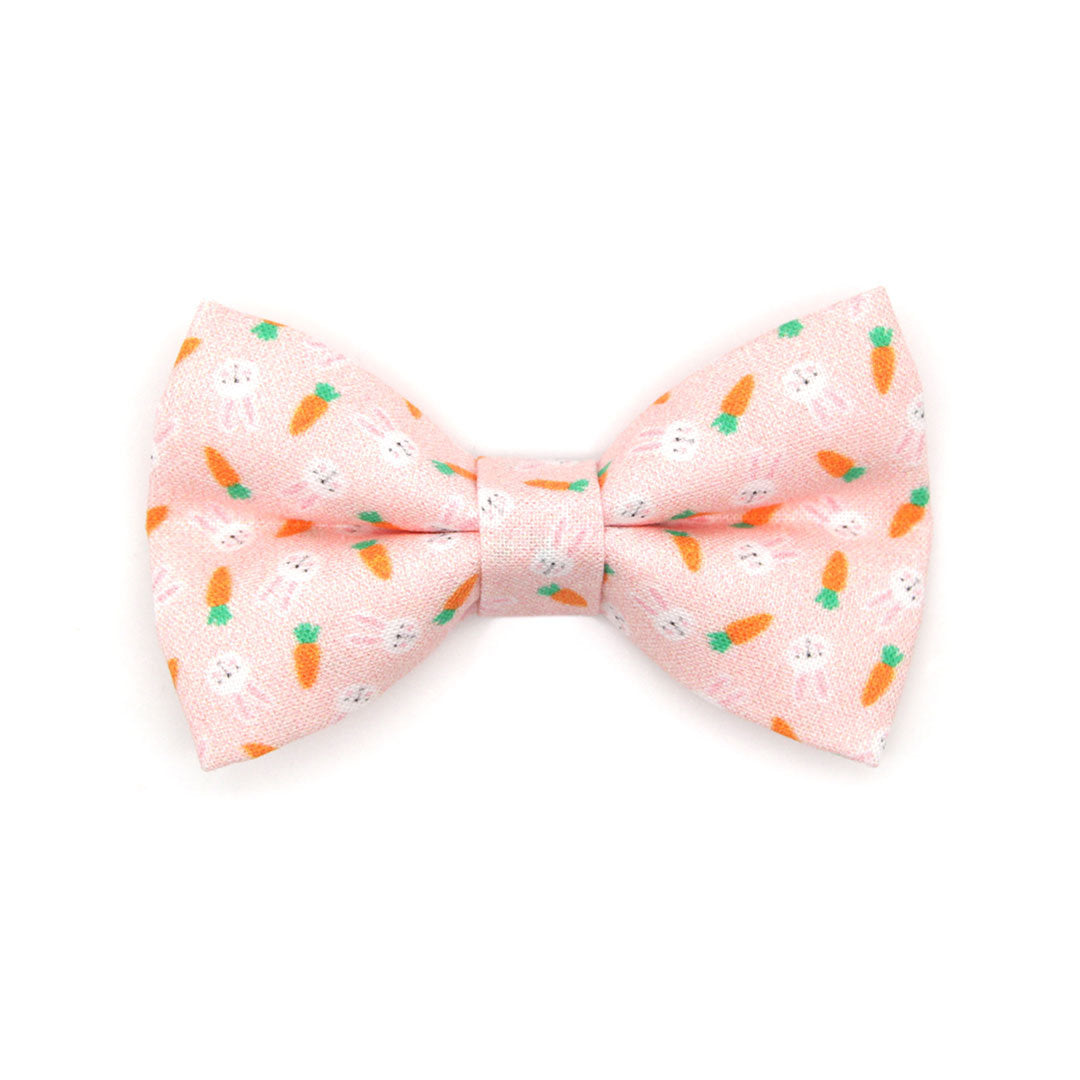 Bow Tie Cat Collar Set - "Bunnies & Carrots Pink" - Light Pink Bunny Cat Collar w/ Matching Bowtie / Easter / Cat, Kitten, Small Dog Sizes