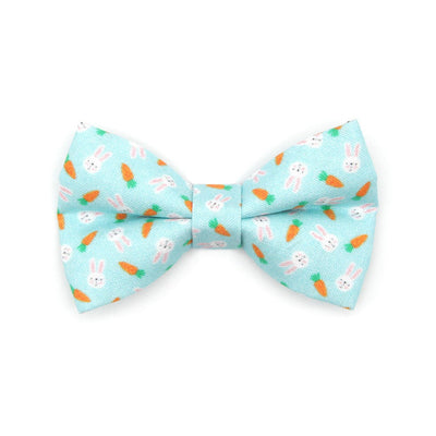 Bow Tie Cat Collar Set - "Bunnies & Carrots Blue" - Light Aqua Bunny Cat Collar w/ Matching Bowtie / Easter / Cat, Kitten, Small Dog Sizes