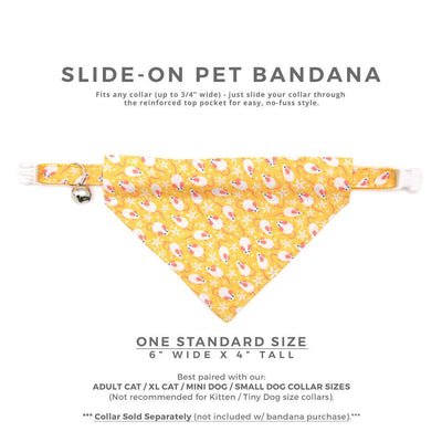 Pet Bandana - "Mouse Mayhem - Goldenrod" - Yellow Bandana for Cat + Small Dog / Slide-on Bandana / Over-the-Collar (One Size)