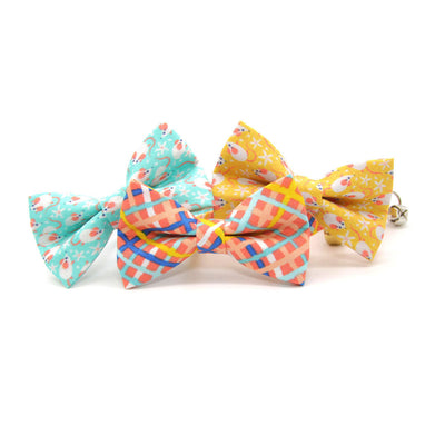 Pet Bow Tie - "Mouse Mayhem - Mint Aqua" - Mice on Mint Bow Tie for Cat / For Cats + Small Dogs (One Size)