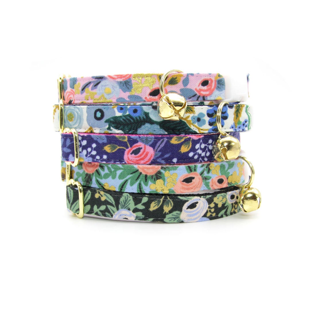 Rifle Paper Co® Bow Tie Cat Collar Set - "Belladonna" - Floral Black Cat Collar w/ Matching Bowtie / Wedding / Cat, Kitten, Small Dog Sizes