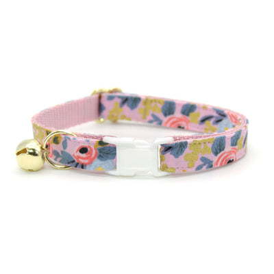 Rifle Paper Co® Bow Tie Cat Collar Set - "Ophelia" - Floral Pink Cat Collar w/ Matching Bowtie / Cat, Kitten, Small Dog Sizes